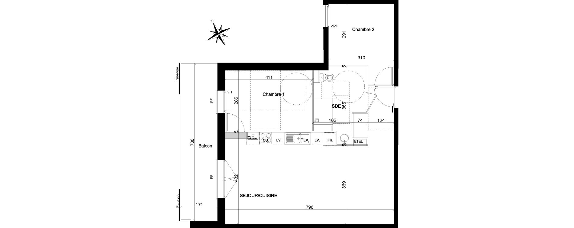 Appartement T3 de 65,66 m2 &agrave; Quesnoy-Sur-De&ucirc;le Centre