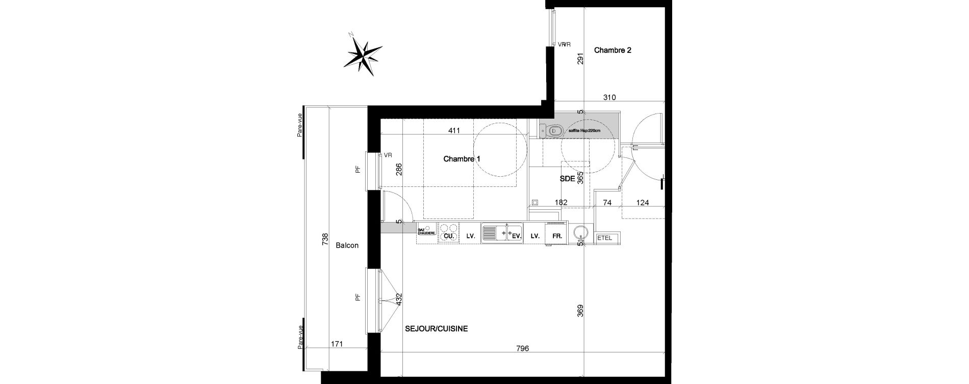 Appartement T3 de 65,66 m2 &agrave; Quesnoy-Sur-De&ucirc;le Centre