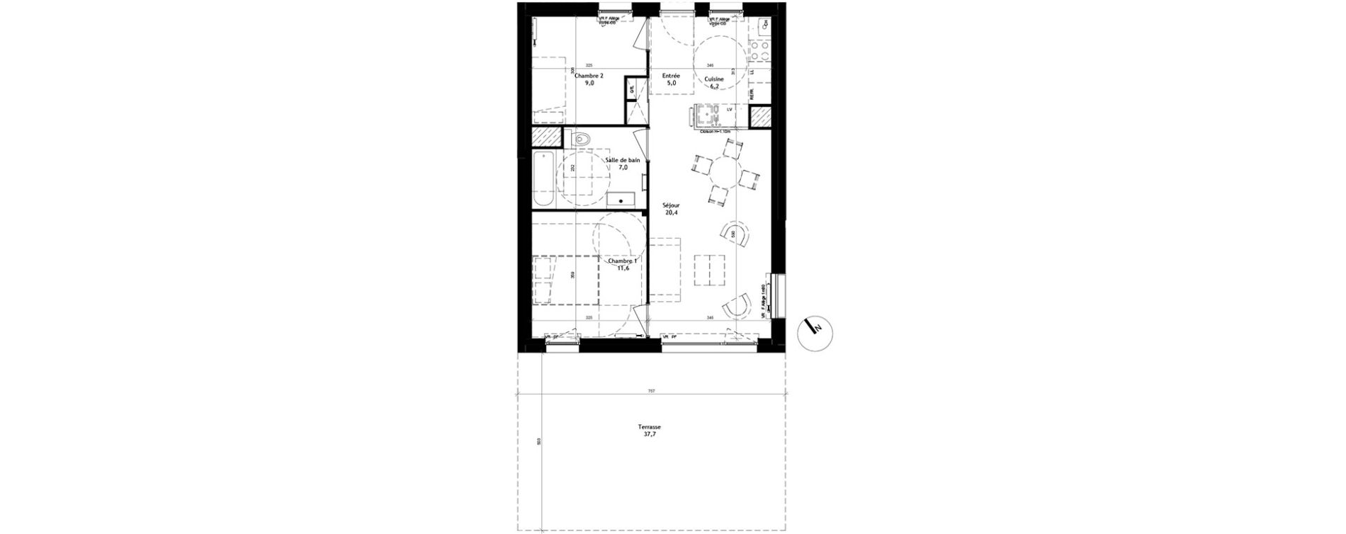 Appartement T3 de 59,30 m2 &agrave; Quesnoy-Sur-De&ucirc;le Centre