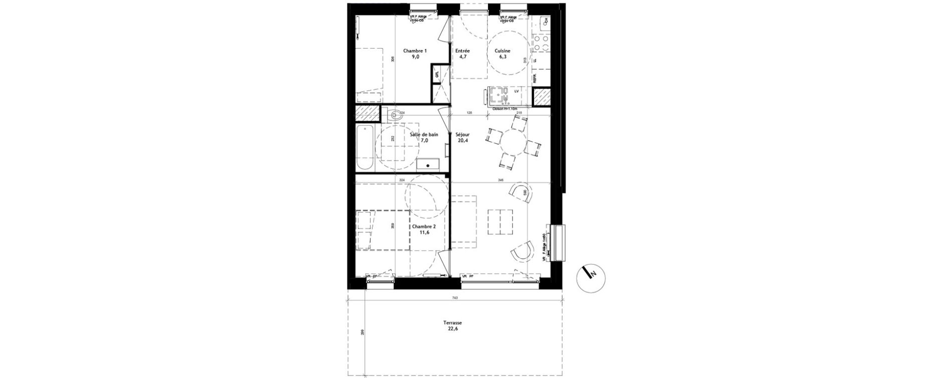 Appartement T3 de 59,10 m2 &agrave; Quesnoy-Sur-De&ucirc;le Centre