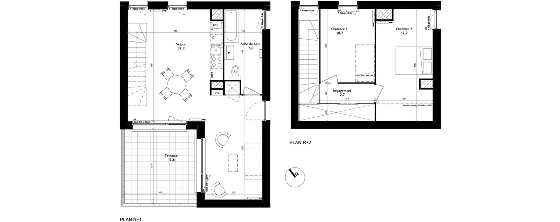 Duplex T3 de 71,10 m2 &agrave; Quesnoy-Sur-De&ucirc;le Centre