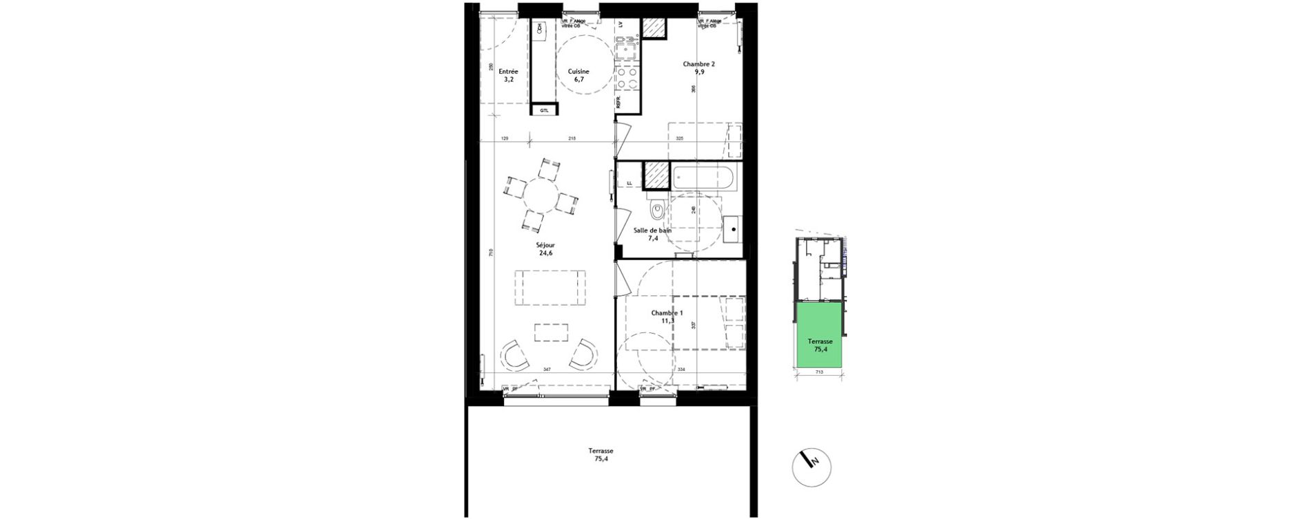 Appartement T3 de 63,10 m2 &agrave; Quesnoy-Sur-De&ucirc;le Centre