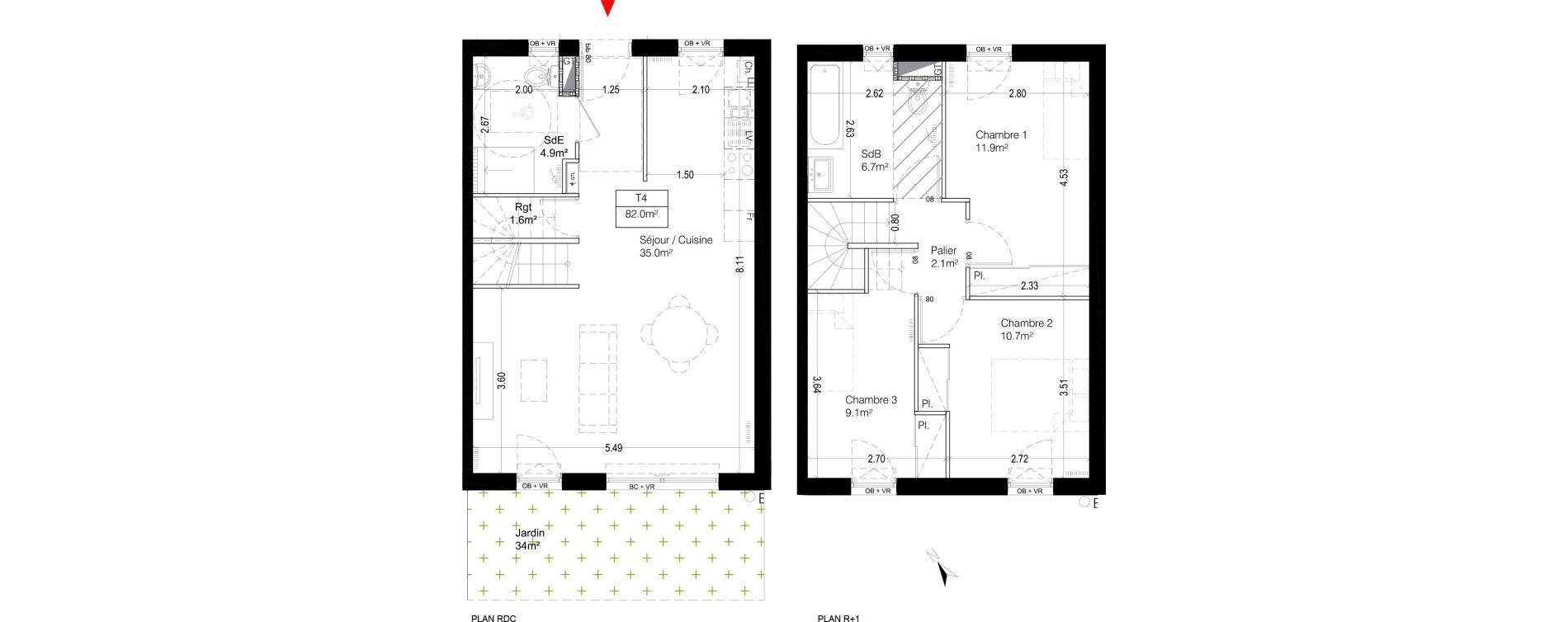 Maison T4 de 82,00 m2 &agrave; Quesnoy-Sur-De&ucirc;le Centre