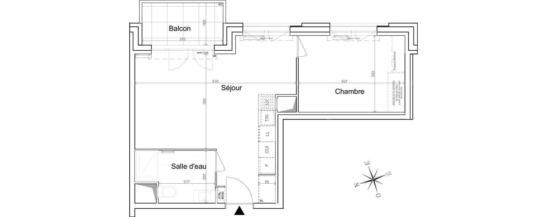Appartement T2 de 44,13 m2 à Quesnoy-Sur-Deûle Centre