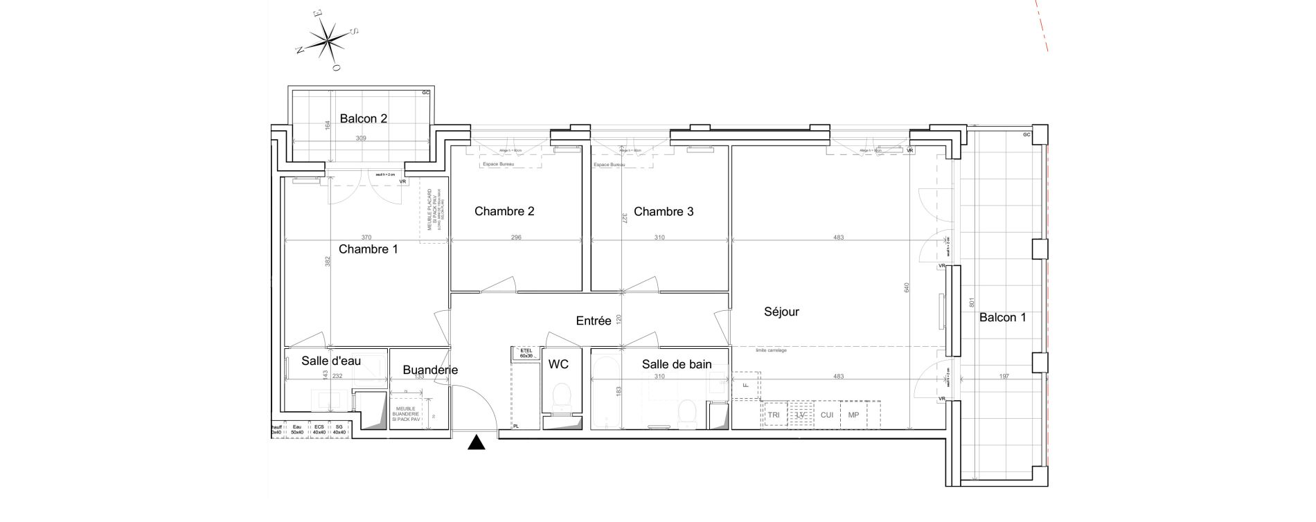 Appartement T4 de 87,88 m2 &agrave; Quesnoy-Sur-De&ucirc;le Centre