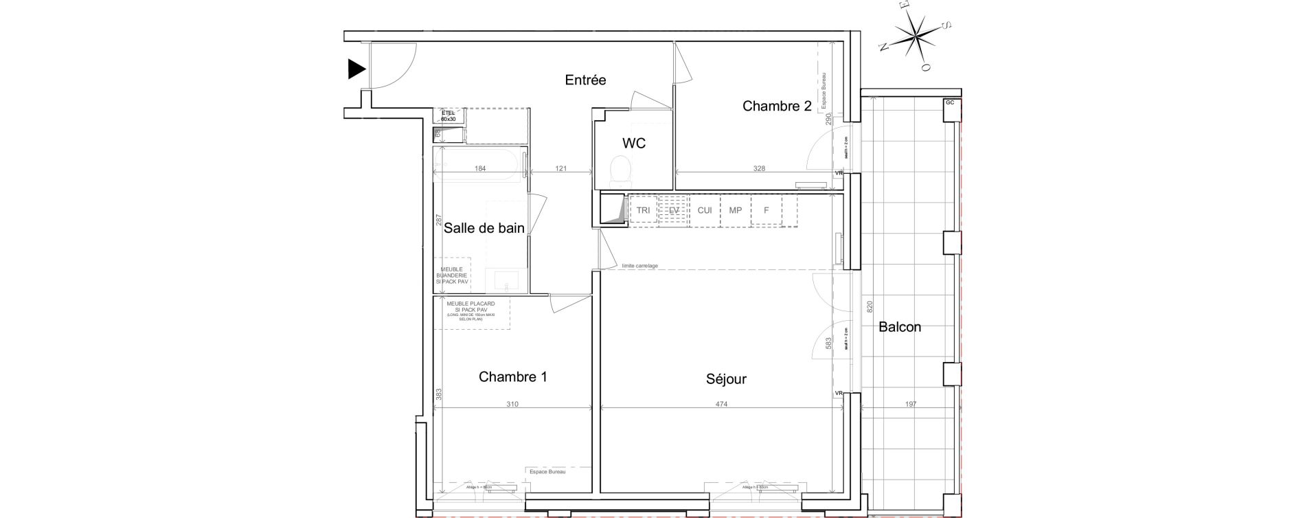 Appartement T3 de 69,09 m2 &agrave; Quesnoy-Sur-De&ucirc;le Centre