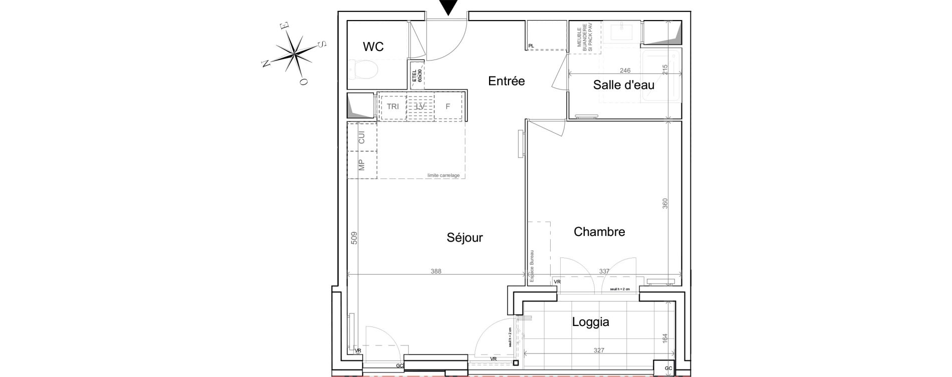 Appartement T2 de 45,67 m2 &agrave; Quesnoy-Sur-De&ucirc;le Centre