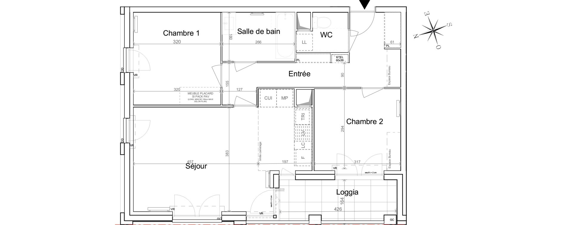 Appartement T3 de 61,76 m2 à Quesnoy-Sur-Deûle Centre