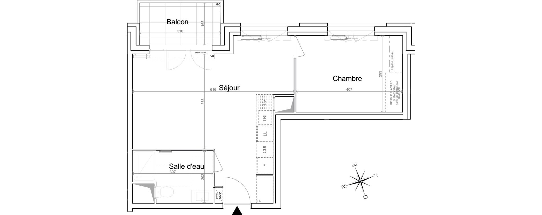 Appartement T2 de 44,13 m2 &agrave; Quesnoy-Sur-De&ucirc;le Centre