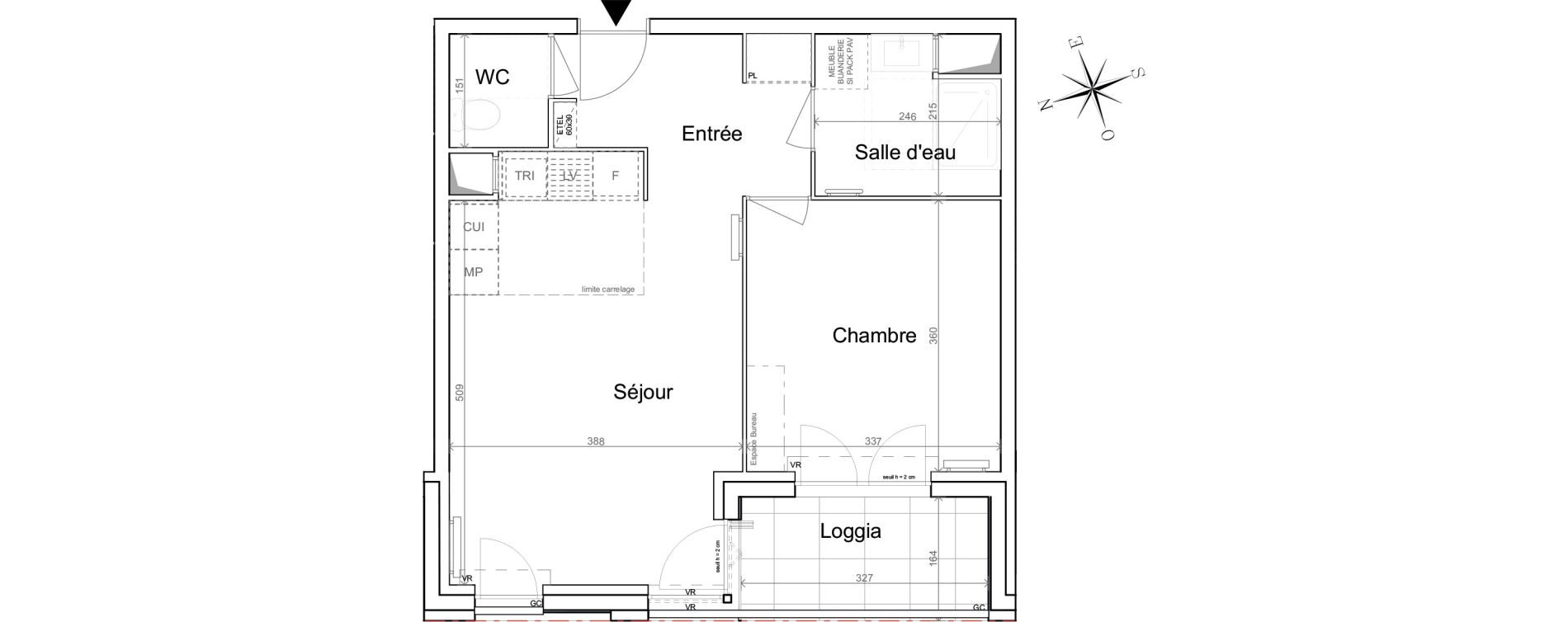 Appartement T2 de 45,67 m2 &agrave; Quesnoy-Sur-De&ucirc;le Centre
