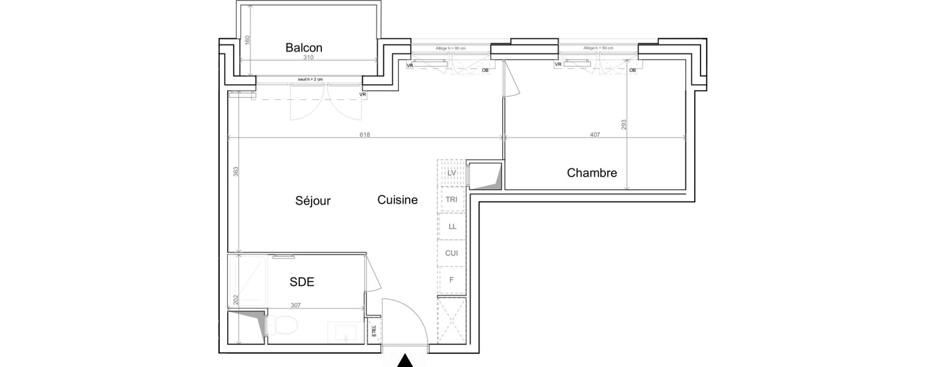 Appartement T2 de 44,20 m2 &agrave; Quesnoy-Sur-De&ucirc;le Centre