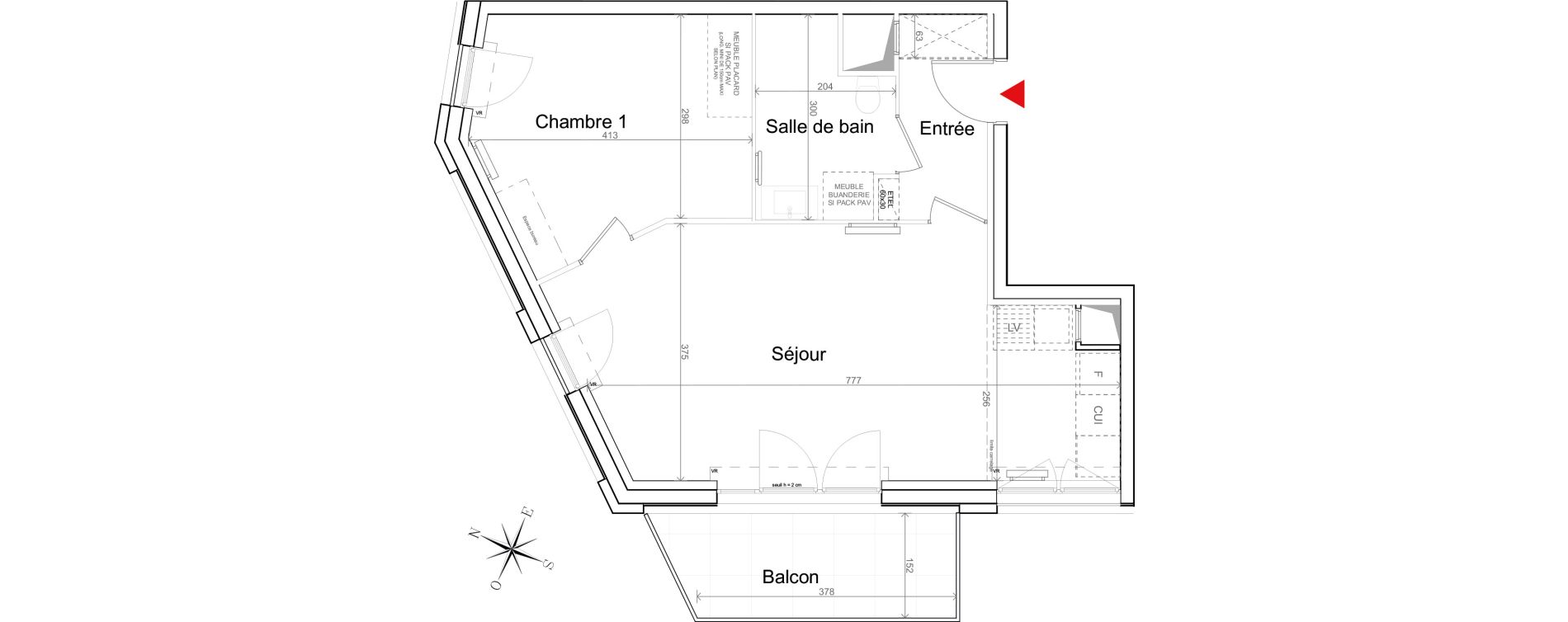 Appartement T2 de 47,98 m2 &agrave; Quesnoy-Sur-De&ucirc;le Centre