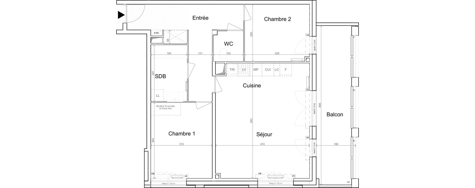 Appartement T3 de 69,00 m2 &agrave; Quesnoy-Sur-De&ucirc;le Centre