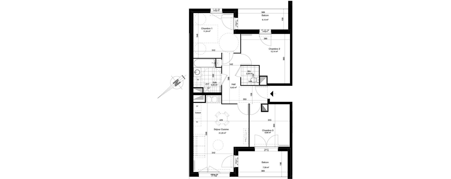 Appartement T4 de 70,13 m2 &agrave; Ronchin Centre