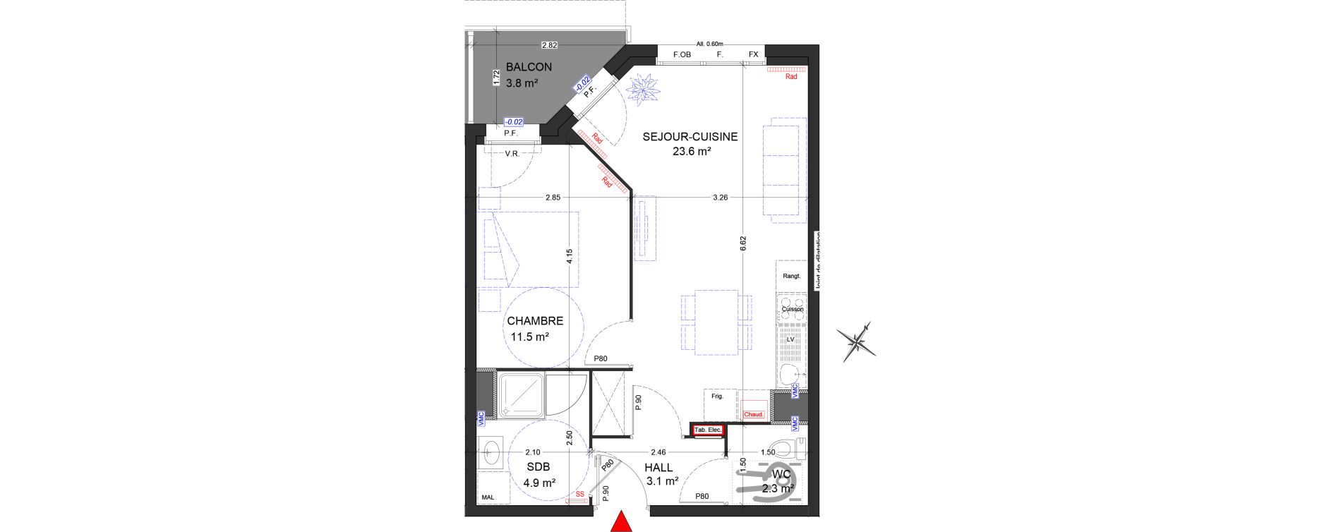 Appartement T2 de 45,40 m2 &agrave; Ronchin Centre