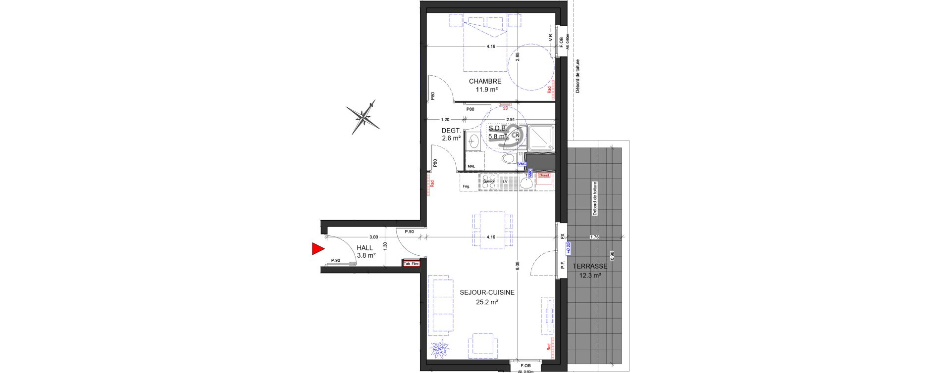 Appartement T2 de 49,30 m2 &agrave; Ronchin Centre