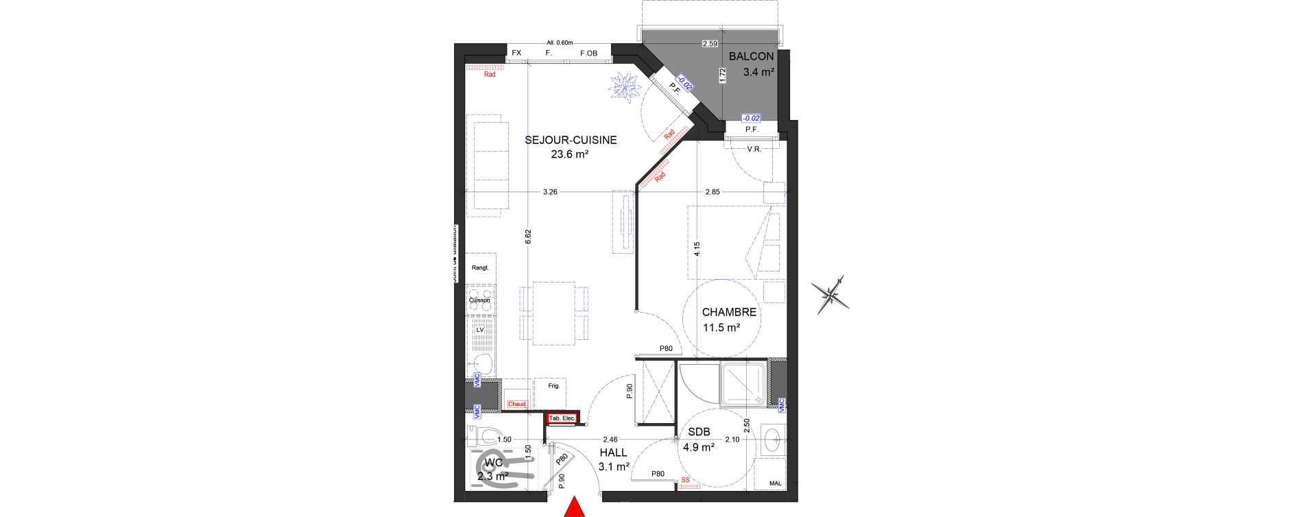 Appartement T2 de 45,40 m2 &agrave; Ronchin Centre