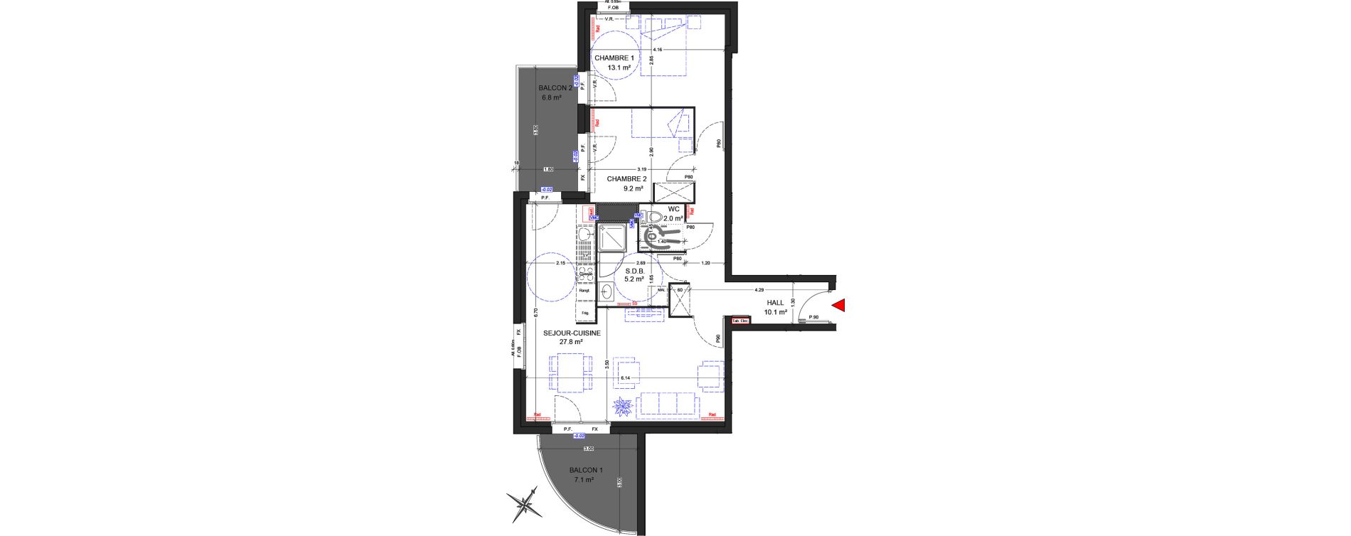 Appartement T3 de 67,40 m2 &agrave; Ronchin Centre
