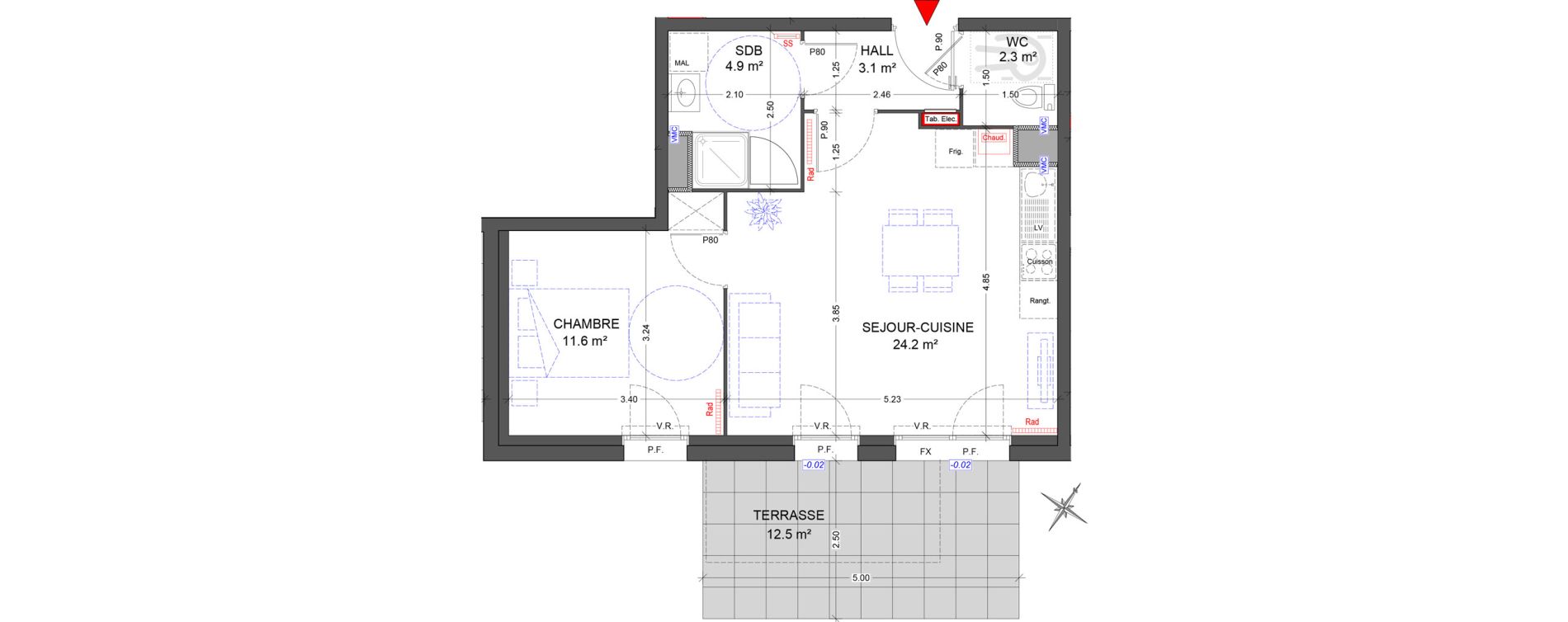 Appartement T2 de 46,10 m2 &agrave; Ronchin Centre