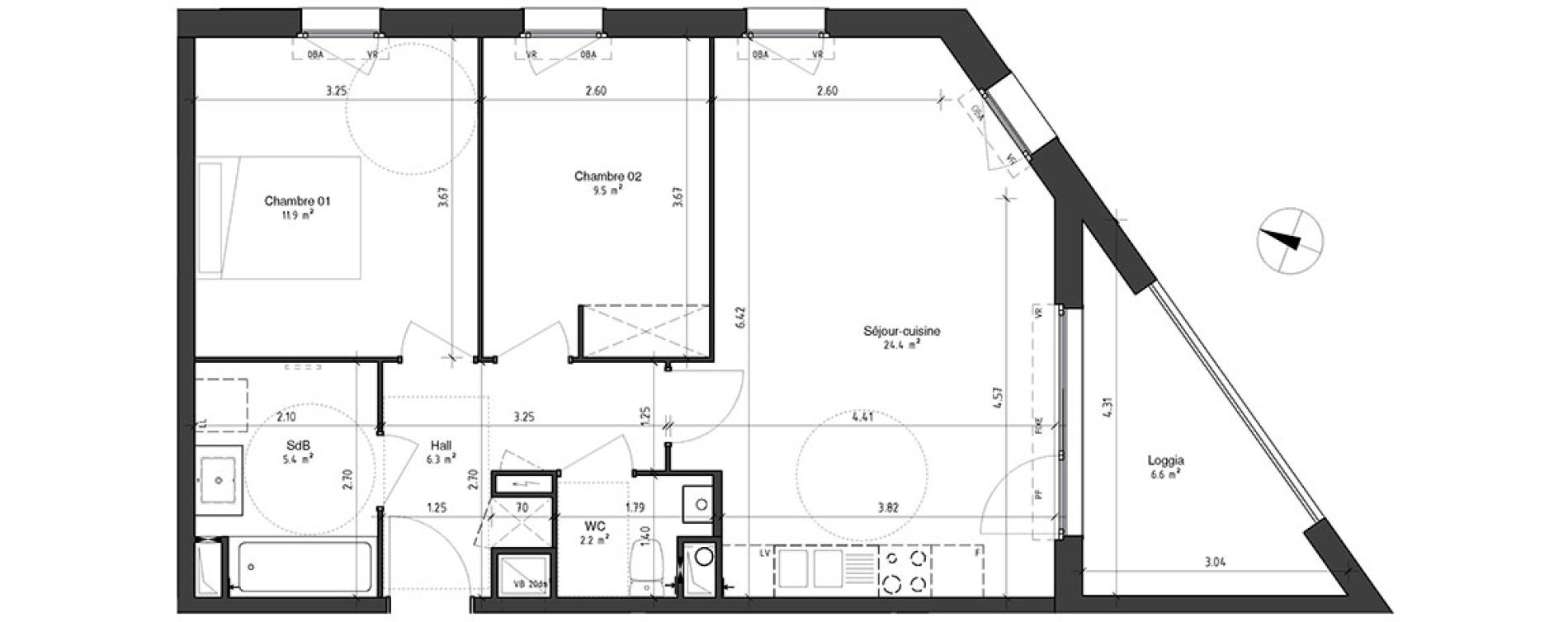 Appartement T3 de 59,70 m2 &agrave; Ronchin Centre