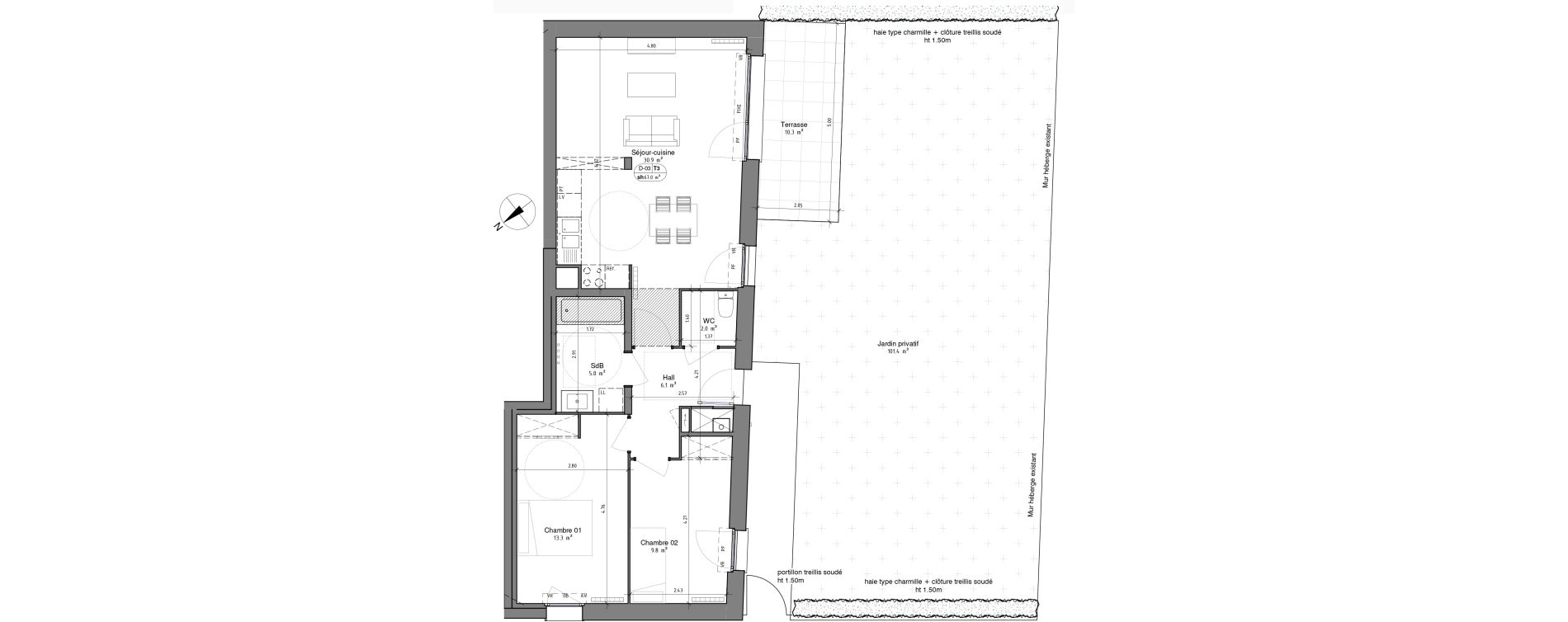 Appartement T3 de 67,10 m2 &agrave; Ronchin Centre
