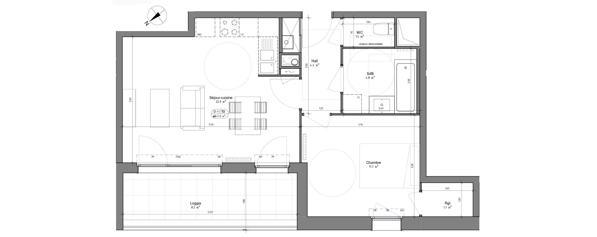 Appartement T2 de 47,00 m2 &agrave; Ronchin Centre