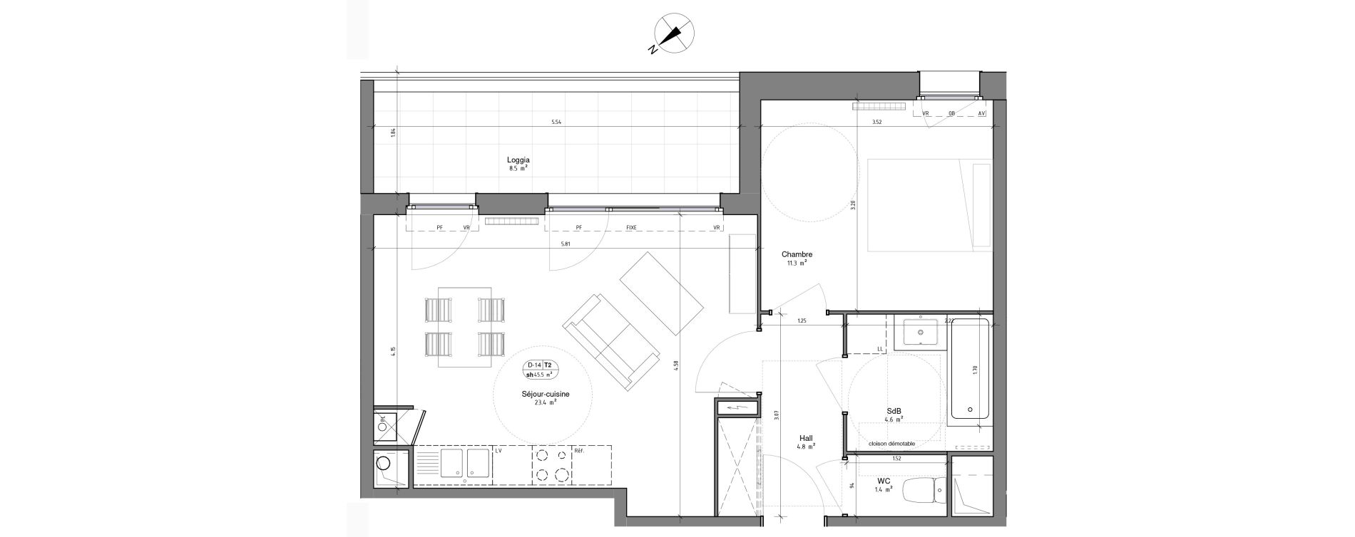 Appartement T2 de 45,50 m2 &agrave; Ronchin Centre