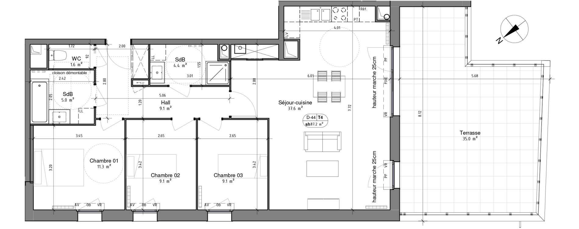 Appartement T4 de 87,20 m2 &agrave; Ronchin Centre