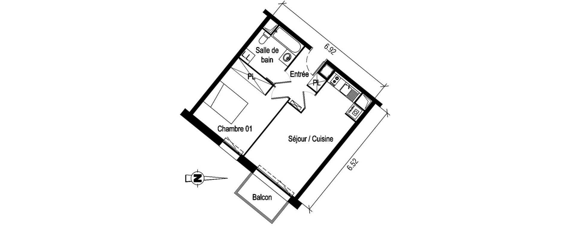 Appartement T2 de 42,80 m2 &agrave; Roncq Centre