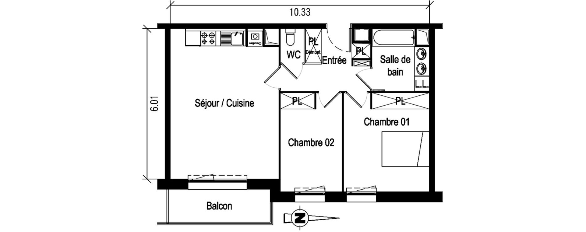 Appartement T3 de 61,83 m2 &agrave; Roncq Centre