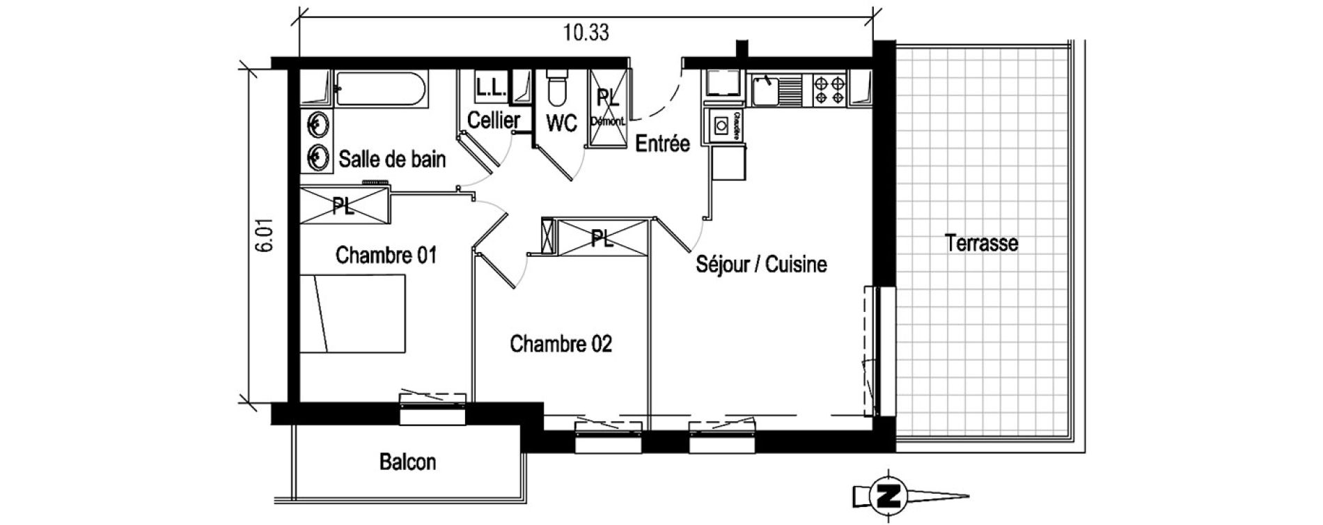 Appartement T3 de 62,04 m2 &agrave; Roncq Centre