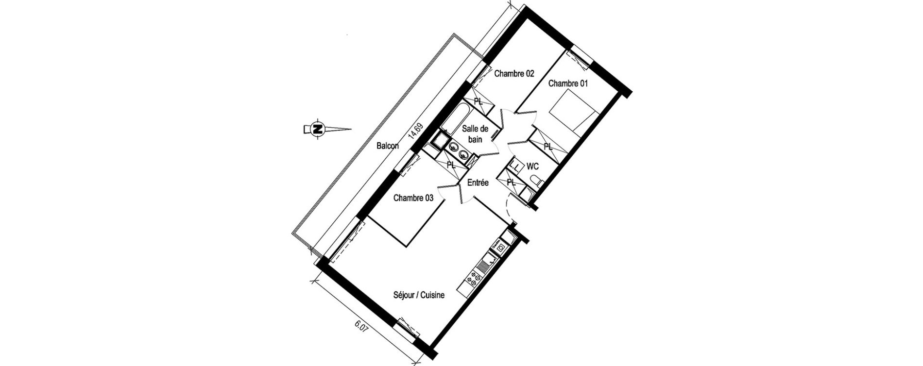 Appartement T4 de 80,35 m2 &agrave; Roncq Centre