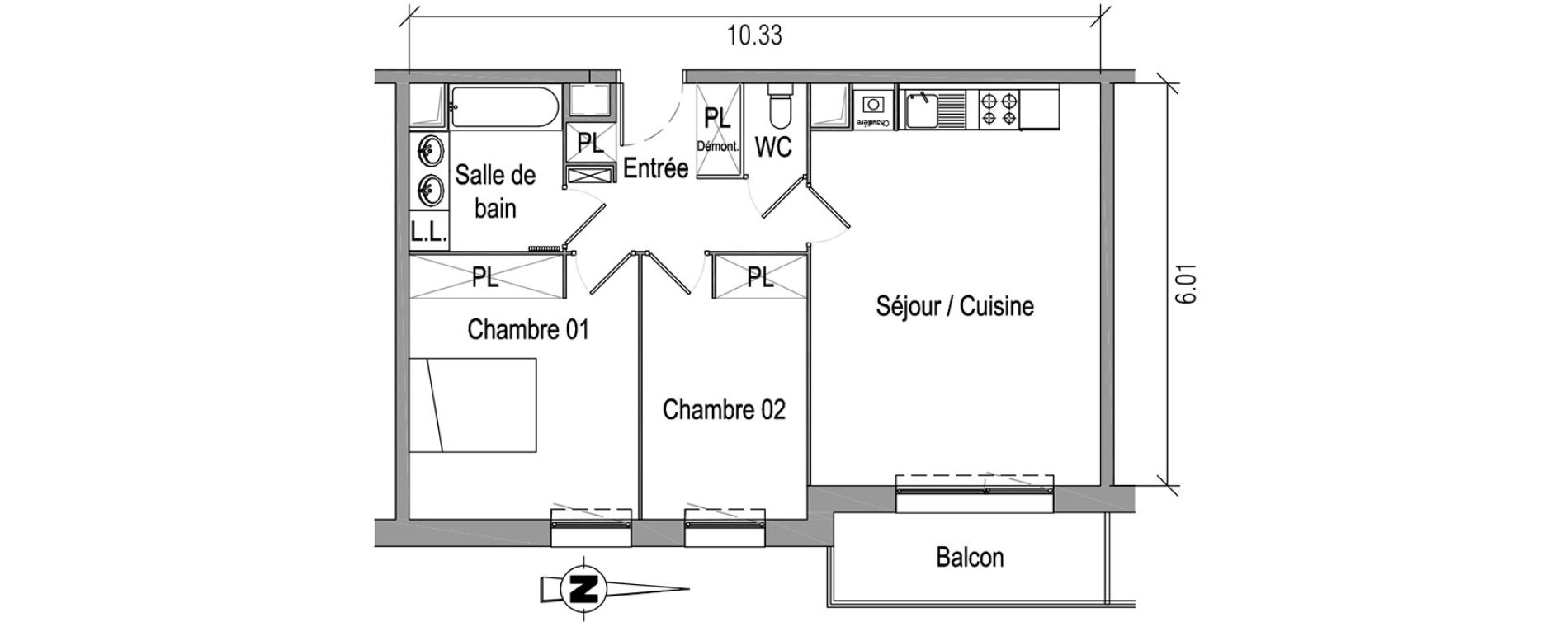 Appartement T3 de 61,85 m2 &agrave; Roncq Centre