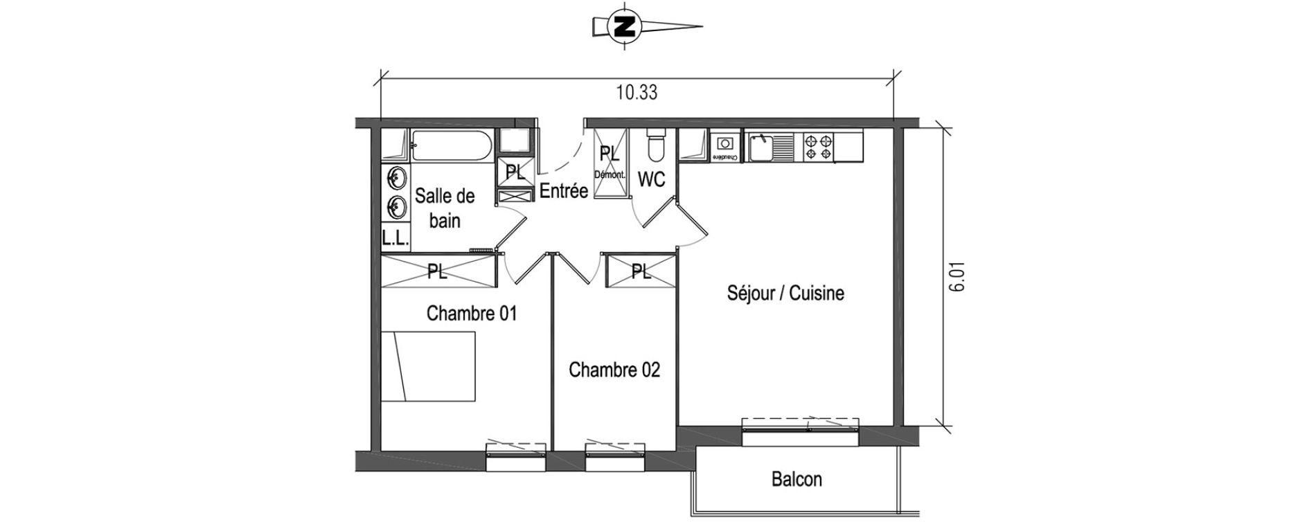 Appartement T3 de 61,85 m2 &agrave; Roncq Centre