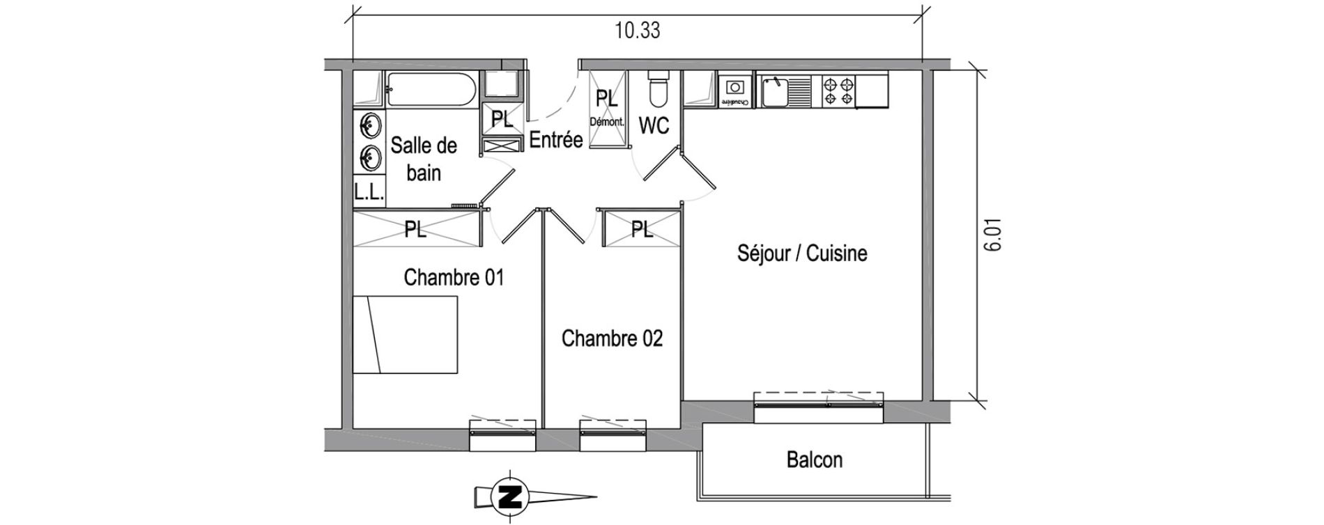 Appartement T3 de 62,48 m2 &agrave; Roncq Centre
