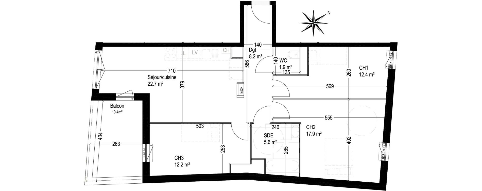 Appartement T4 de 80,90 m2 à Roncq Centre - plat vinage
