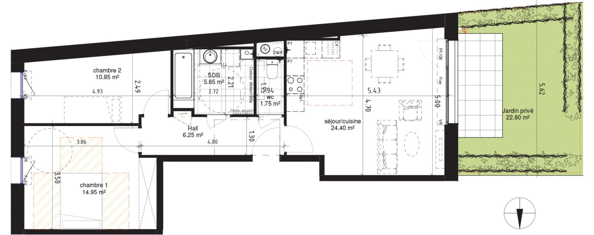 Appartement T3 de 64,05 m2 &agrave; Roncq Centre