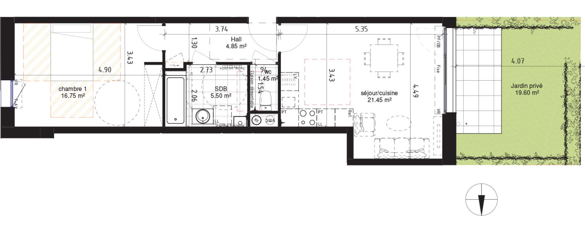 Appartement T2 de 50,00 m2 &agrave; Roncq Centre