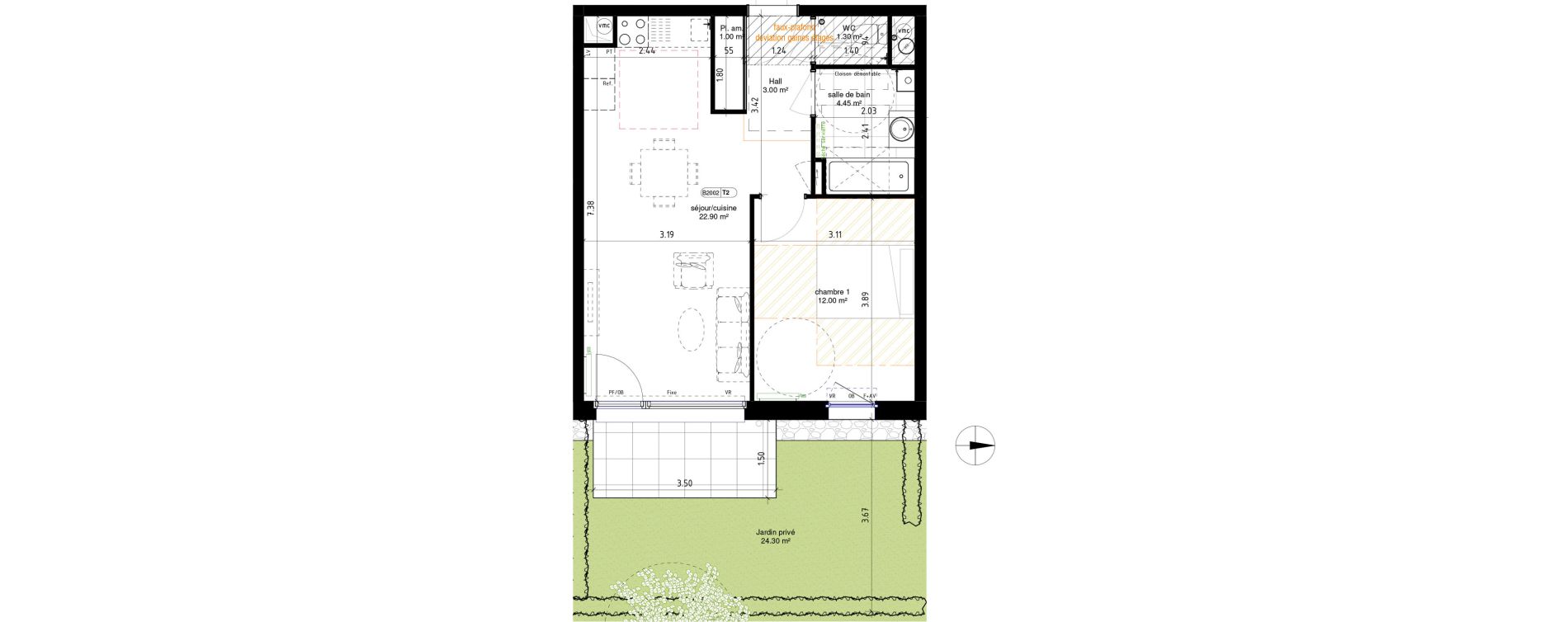 Appartement T2 de 44,65 m2 &agrave; Roncq Centre