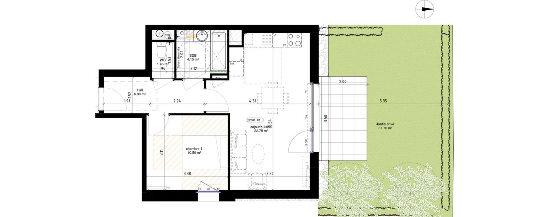 Appartement T2 de 44,85 m2 &agrave; Roncq Centre