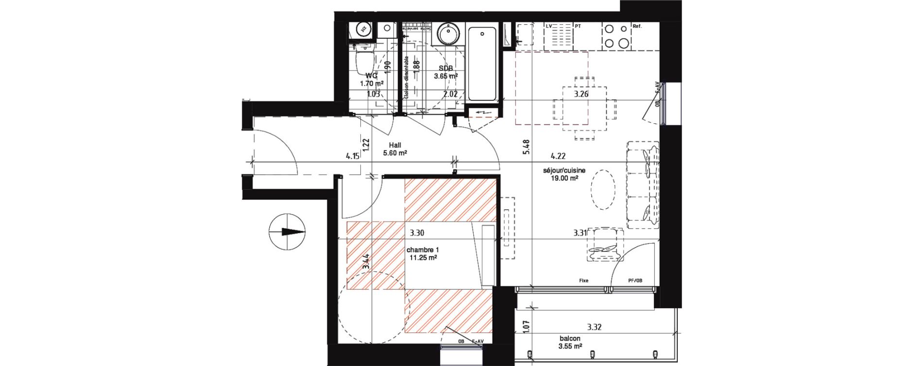 Appartement T2 de 41,20 m2 &agrave; Roncq Centre