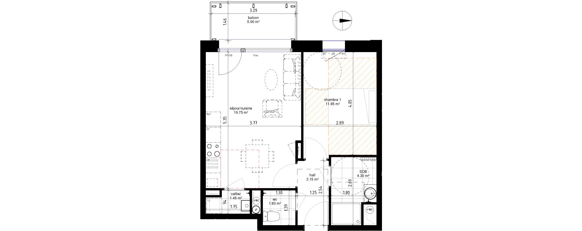 Appartement T2 de 42,30 m2 &agrave; Roncq Centre