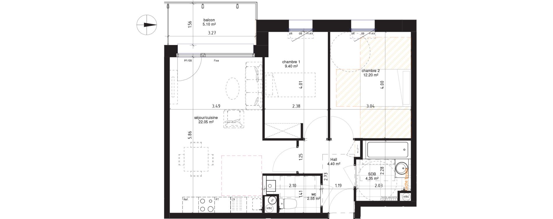 Appartement T3 de 54,95 m2 &agrave; Roncq Centre