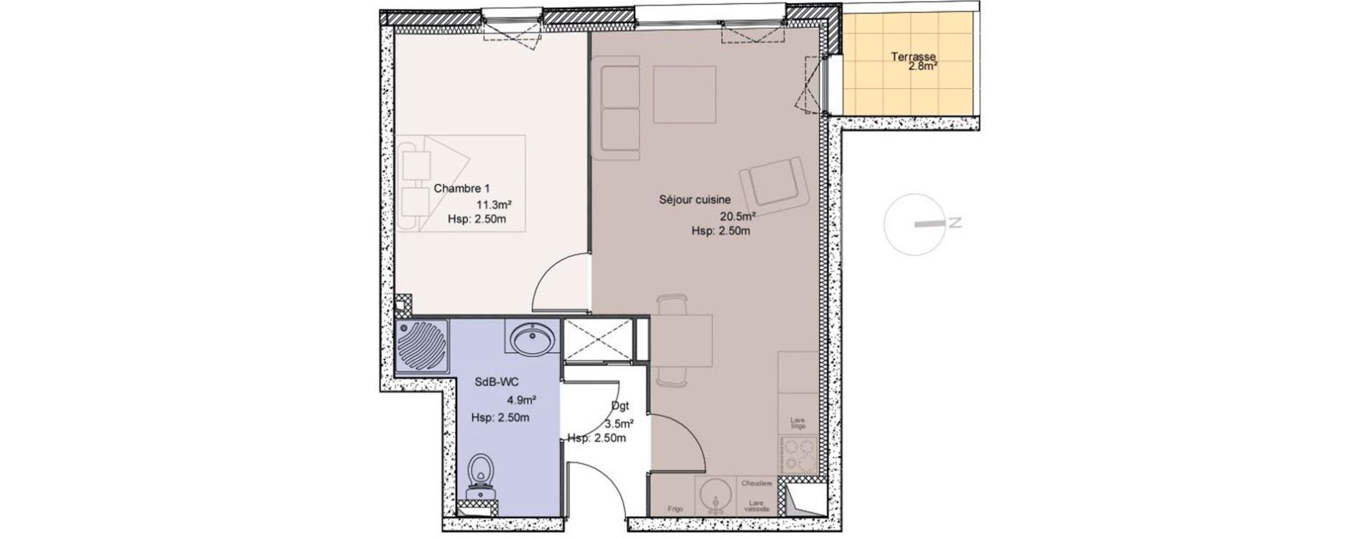 Appartement T2 de 40,20 m2 &agrave; Roncq Centre