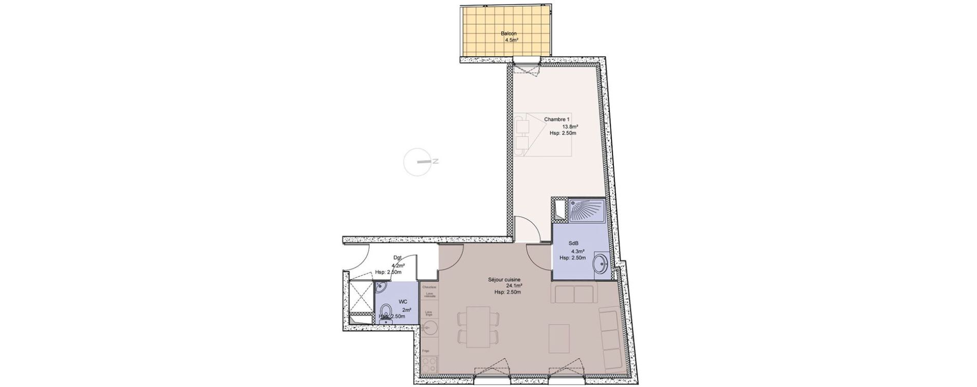 Appartement T2 de 48,40 m2 &agrave; Roncq Centre
