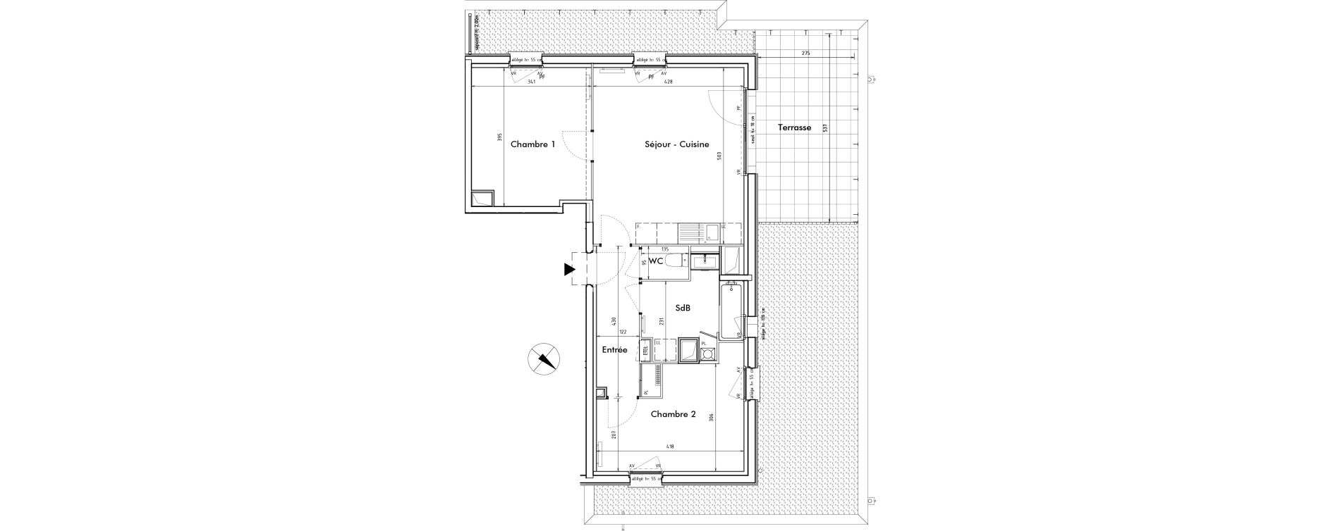 Appartement T3 de 58,80 m2 &agrave; Roncq Blanc four