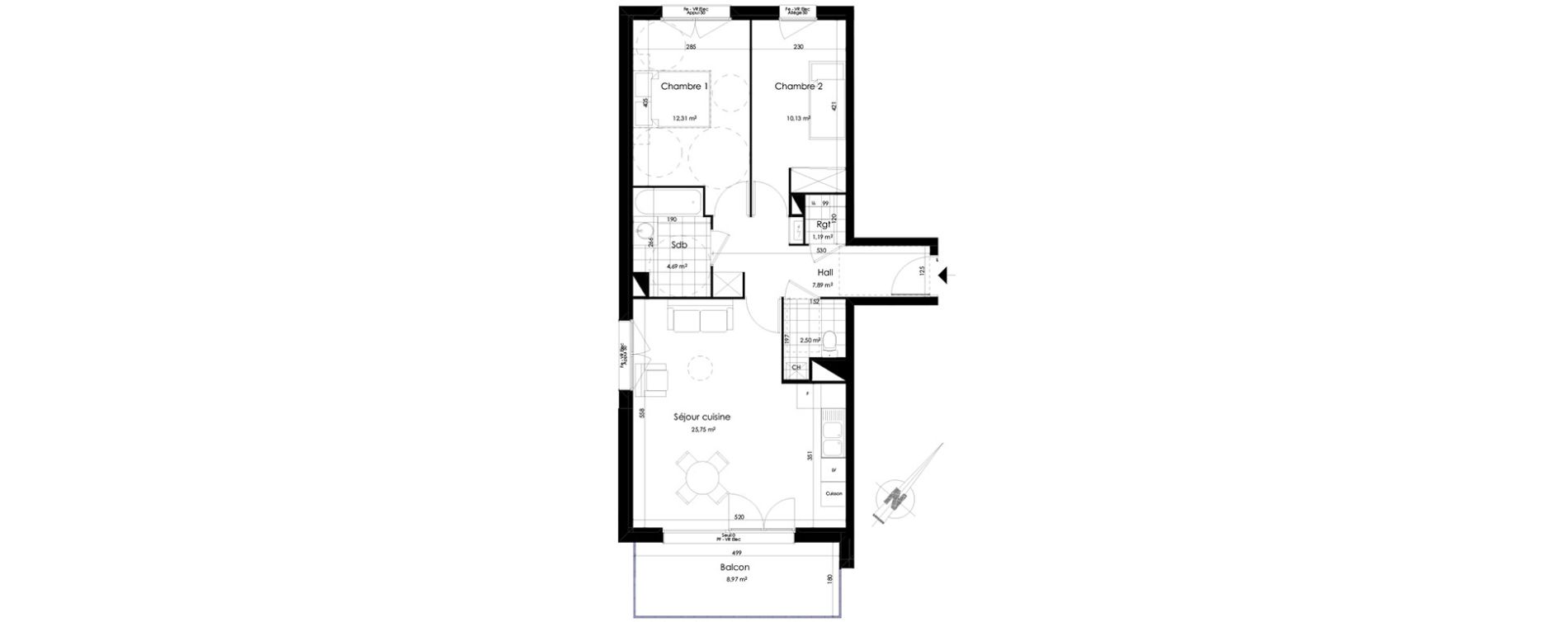 Appartement T3 de 64,46 m2 &agrave; Roncq Centre