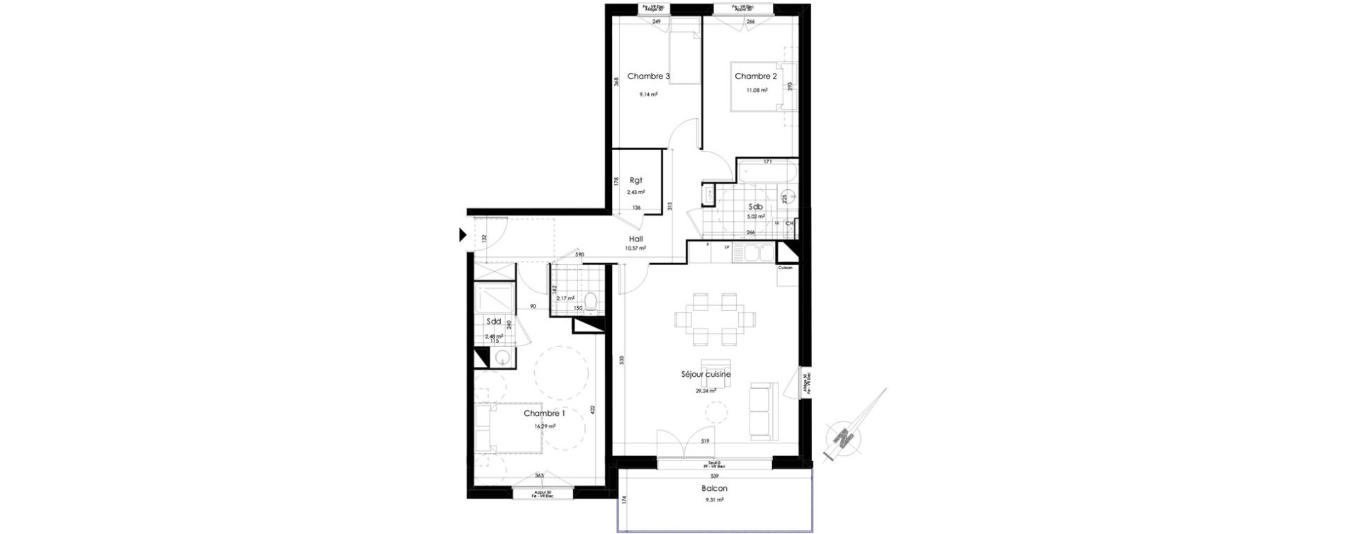 Appartement T4 de 88,42 m2 &agrave; Roncq Centre