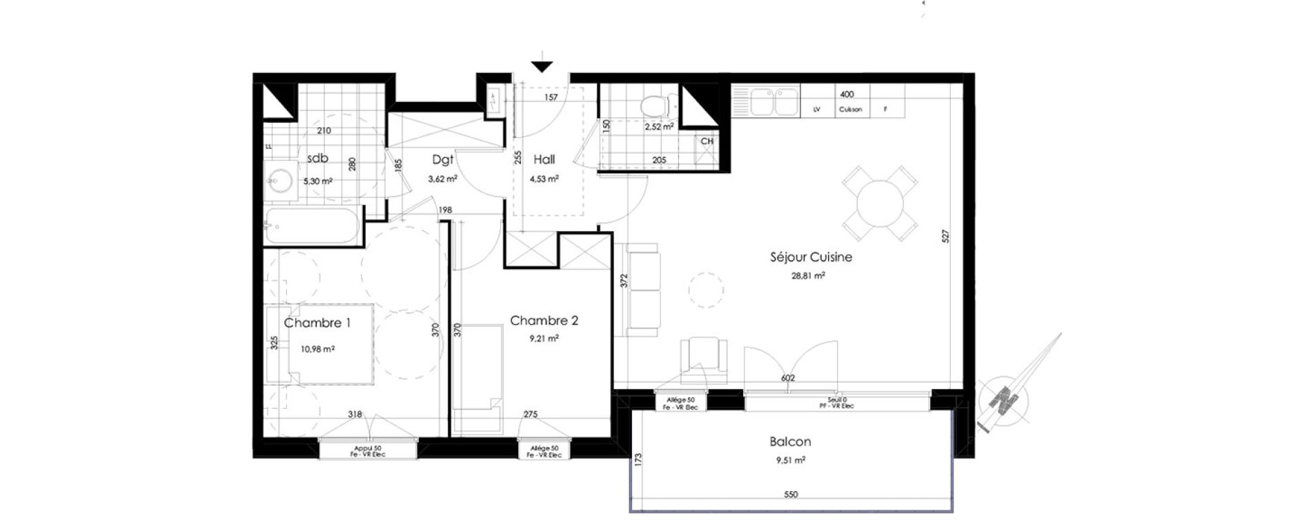Appartement T3 de 64,97 m2 &agrave; Roncq Centre