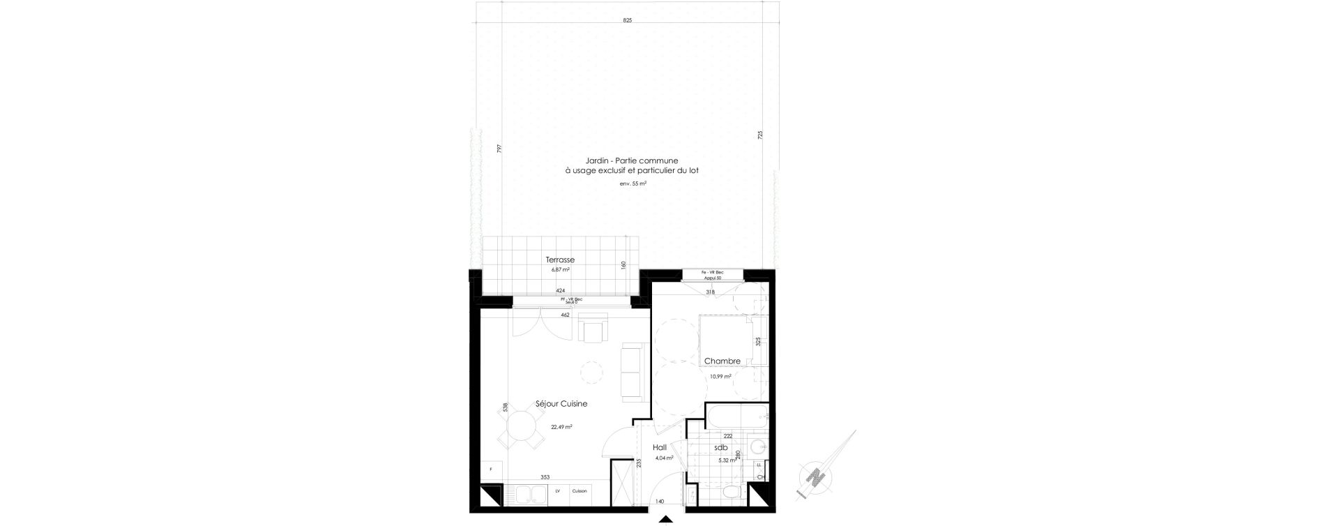 Appartement T2 de 42,84 m2 &agrave; Roncq Centre